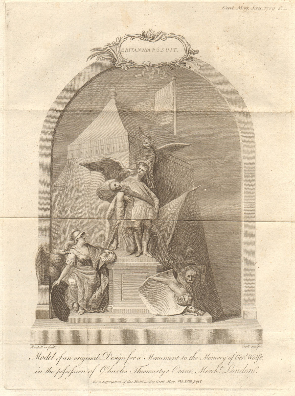Design for a monument to General Wolfe owned by Charles Theomartyr Crane 1789